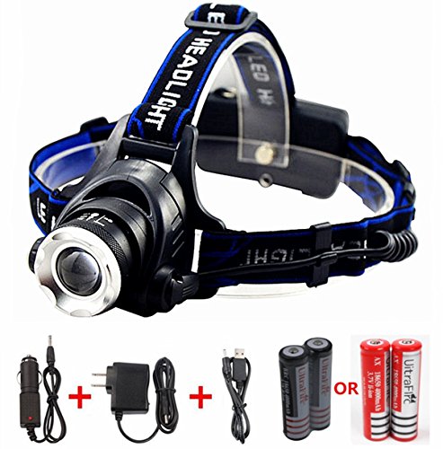 BenRan 5000 Lumen Waterproof Bicycle LED Headlight Headlamp Bike Light Rechargeable Head Flashlight Lamp with 3 Xm-l T6 4 Modes Outdoor Sports Hiking Camping