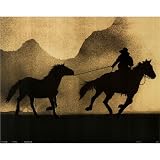 (16x20) Cowboy and Horse Silhouette Art Print Poster