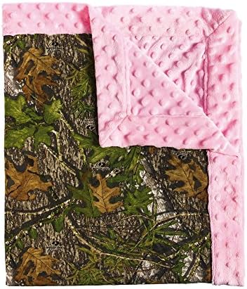 Blossoms and Buds Mossy Oak and Pink Minky Dot Blanket