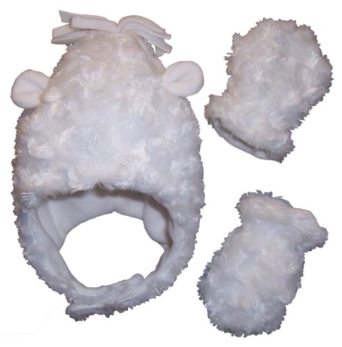 N'Ice Caps Girls Soft Velboa Hat and Mitten Set with Ears