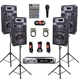 Crown XLS2500 Amp, 4 Three Way 10 Speakers, Mixer, Mic, Stands and Cables DJ Set New CROWN1000CSET8