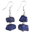 Handmade Blue Lapis Lazuli Dangle Earrings With Faceted Silver Beads