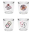 Game Room Fun Tumblers 12 oz Double-Old-Fashioned Insulated Beverage Tumblers Set, Clear (4 designs)