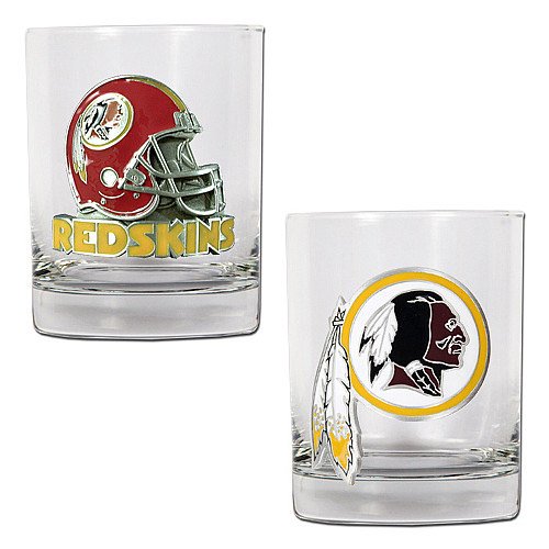 NFL Washington Redskins Two Piece Rocks Glass Set - Primary & Helmet Logo