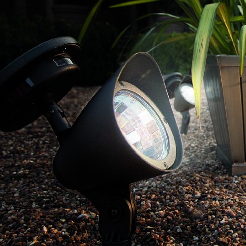 Spot LED Solaire, 3 LEDs blanches, 35cm, Éclairage de Jardin