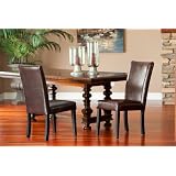 City Heights 2 Pack Leather Dining Chairs - Dark Brown