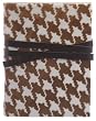 Brown Houndstooth Handcrafted Journal, Genuine Calfskin Leather, Horsehair Dyed in Houndstooth Pattern, Leather Wrap Closure, Lined, 5x7" Brown Houndstooth Handcrafted Journal, Genuine Calfskin Leather, Horsehair Dyed in Houndstooth Pattern, Leather Wrap Closure, Lined, 5x7"