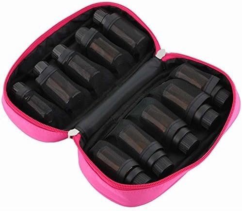 LAVEN Essential Oil Carrying Case Holder Bags Holds 10 Bottles for 5ML, 10ML and 15ML and 10ML Roll-Ons -On the Go Essential Oil Case Storage (Rose) by Laven