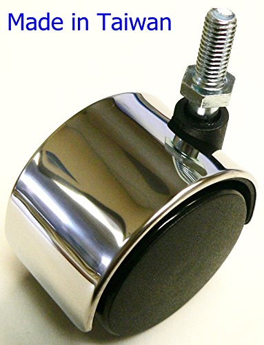 Oajen 2" 50mm Chrome Caster, Pack of 4, 1/4" - 20 x 1" Threaded stem