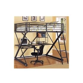 Z Bedroom Full Study Loft Bunk Bed, 73Hx81Wx57D, BLACK CHROME by Home Decorators Collection