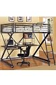 Full Study Loft Bunk Bed 73"hx81"wx57"d Black / chrome
