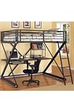 kids loft bed Z Bedroom Full Study Loft Bunk Bed, 73Hx81Wx57D, BLACK/CHROME