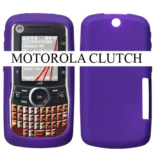 MOTOROLA CLUTCH i465 PURPLE SOLID SILICONE SKIN RUBBER SOFT CASE COVER