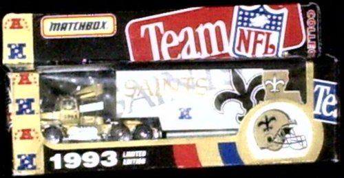 New Orleans Saints 1993 NFL Matchbox White Rose Diecast Ford Aeromax Tractor Trailer 1/87 Scale Truck Collectible Team Car Football