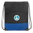 World Peace Sign Drawstring Bag Backpack Royal Peace Sign Draw String Back Pack - For Boys Girls Students or Adults