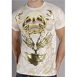 Ed Hardy - SPRING 08 Collection: Christian Audigier Designer of the Ed Hardy Brand, Winter White "Charmed" Men's All 0ver Multi Rhinestone Tee