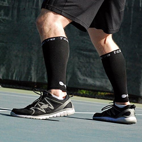 Calf Compression Sleeve Fitsleeve by Titan Gear - 1 Pair (2 Sleeves) Black - Unisex Men and Women's Leg Compression Sleeves - Exercise, Recovery, Shin-splints Relief - True Graduated Compression - Running, Baseball, Basketball, Football, Soccer, Cycling