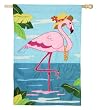 Bedazzled Pink Flamingo Garden Size Applique Flag
