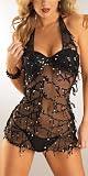  : Escante Women's Sequin Halter Dress with Mesh G-String