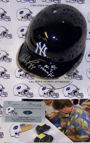 Wade Boggs Hand Signed New York Yankees Mini Helmet - Autographed MLB Helmets and Hats
