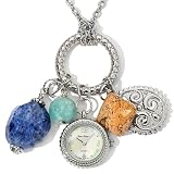 Gem Essence&trade; Multigemstone Nugget Charm Pendant Watch with 30 Chain
