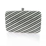 Bling Jewelry Black & White Stripes Austrian Crystal Rectangle Minaudiere