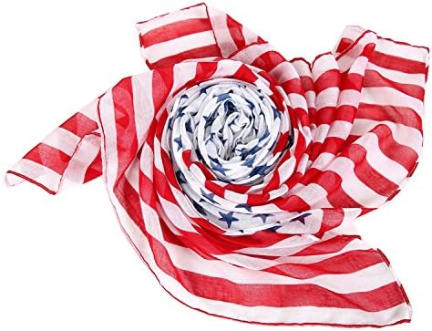 American Flag Scarf Women and Men and Knit Scarf Vintage American Flag Scarf (Red and Blue)