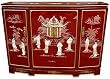 Asian Furniture & D&eacute;cor - 40" Ming Design Chinese Lacquer Oriental Slant Front Server Cabinet ( Red )