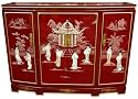 Asian Furniture & D&eacute;cor - 40" Ming Design Chinese Lacquer Oriental Slant Front Server Cabinet ( Red )
