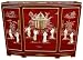 Asian Furniture & D&eacute;cor - 40" Ming Design Chinese Lacquer Oriental Slant Front Server Cabinet ( Red )