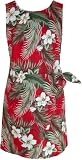 Sarong Dress - Women's White Hibiscus Mock Wrap Hawaiian Aloha A Line Side Tie Dress