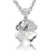 18k Two-Tone Gold over Sterling Silver 4 Leaf Clover Diamond Pendant Necklace - 0.06 carat
