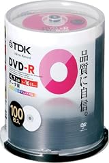 TDK データ用 DVD-R 1-16倍速対応 ホワイトプリンタブル(内径38mm) 100枚 スピンドル DR47PC100PU