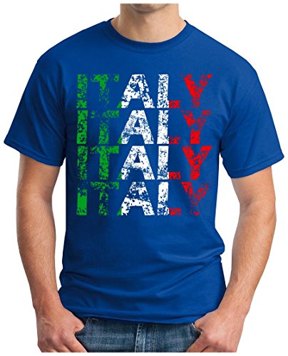 OM3 – ITALY – T-Shirt ITALIEN EM 2016 FRANKREICH FRANCE FUSSBALL FANSHIRT SOCCER SPORT TRIKOT EUROPAMEISTER, XL, royalblau