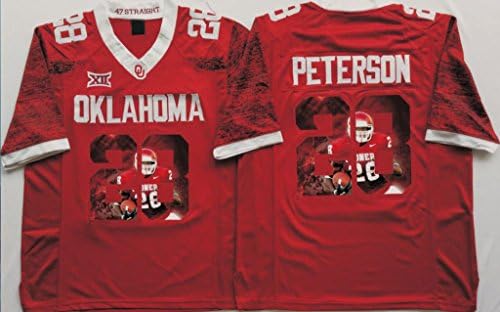 Fashion Men's Adrian Peterson #28 Oklahoma Sooners College Football Jersey Red Large
