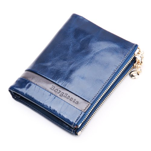 Borgasets Women's Small Leather Zipper Wallet