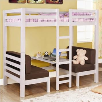 Twin Over Twin Convertible Loft Bunk Bed in White