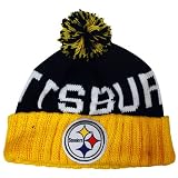 Pittsburgh Steelers Mitchell & Ness Throwback Cuffed Knit Hat with Pom
