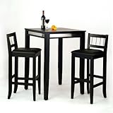 3pc Bar Table and Stools Set in Black Finish