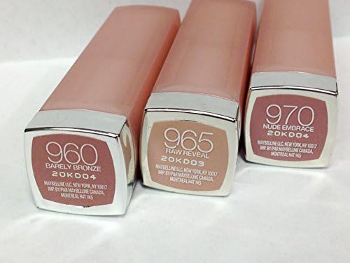 (Set of 3) Maybelline Color Sensational Lipstick (Barely Bronze # 960, Raw Reveal 965, Nude Embrace 970)