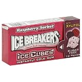 Ice Breakers Ice Cubes Raspberry Sorbet Gum, 8-Piece Boxes (Pack of 16)