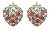 Platinum Overlay Sterling Silver Pave Strawberry Shaped Cubic Zirconia Earrings
