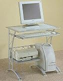 Contemporary Silver Metal Computer Desk Office Table w/Pull Out keyboard Tray