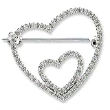 14K White Gold Diamond Heart Pin