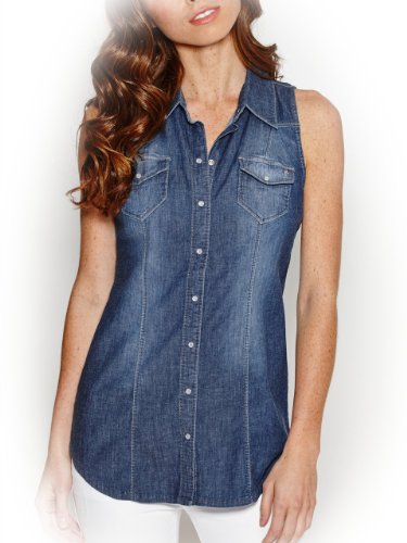 G by GUESS Women's Maelie Denim Tunic, RINSE WASH (MEDIUM)