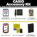 Casio EX-Z600 Z40 Z1000BK Z55 Z1050SR Z1000 Z200 Z850 Z500 FC100 P600 Z1050BE Exclusive Accessory Kit Includes Transcend 8GB Secure Digital High Capacity (SDHC) Card Class + NP-40 Extended Battery + AC/DC Charger + Card Reader + More