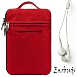 Red Durable Nylon Protective Carrying Cover Sleeve Case For Pandigital Novel 7" Color Multimedia eReader + Includes a Crystal Clear High Quality HD Noise Filter Ear buds Earphones Headphones ( 3.5mm Jack )