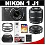 Nikon 1 J1 Digital Camera Body with 10-30mm VR Lens (Black) with 30-110mm & 10mm f/2.8 Lens + 16GB Card + Case + Filters + Accessory Kit
