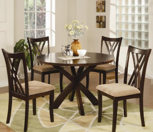5PC X Pedestal Dining Table Set