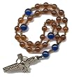 Anglican Prayer Beads, Rosary - Amber & Capri Blue Czech Glass